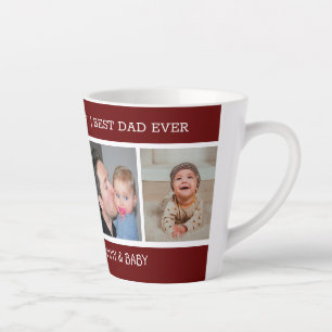 First Father's Day Best Dad Ever 4 Photo Maroon Latte Mug