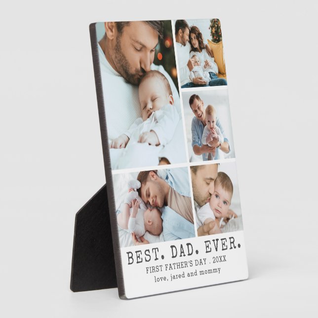 First Fathers Day BEST DAD EVER 5 Photos Plaque (Side)