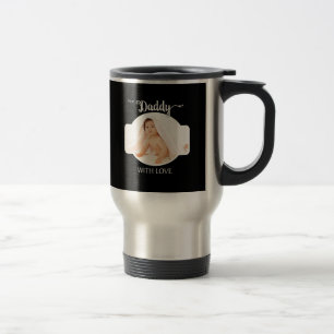 First Father's Day Black Custom Photo / Year Travel Mug