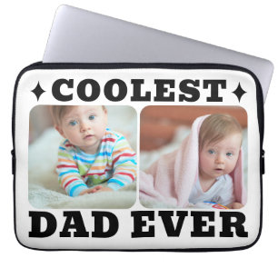First Fathers Day Coolest Dad Ever Baby Photo Cool Laptop Sleeve