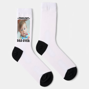 First Fathers Day Coolest Dad Ever Baby Photo Cool Socks