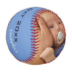 First Father's Day Custom 2 Photo Blue Baseball
