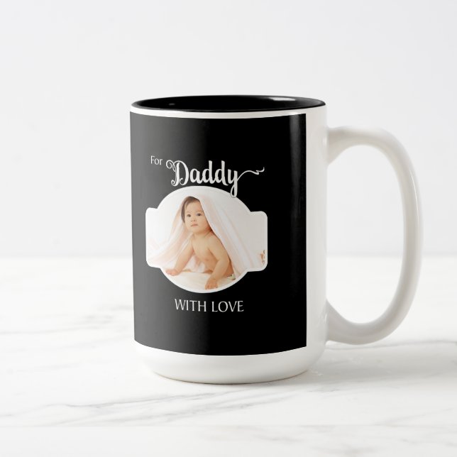 First Father's Day Custom Photo / Year Two-Tone Coffee Mug (Right)