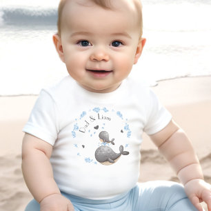 First Father's Day Cute Whales Personalised Name Baby T-Shirt