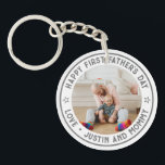 First Father's Day Dad Son Daughter Custom Photo Key Ring<br><div class="desc">Personalised Father's Day gift for the best dad in the world. Customise the wording to make it more special for your daddy,  the hero of your life. Celebrate Father's Day with this custom name and message for your dad.</div>