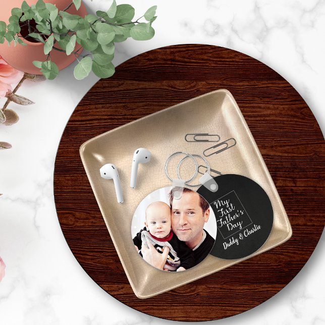 First Fathers Day Daddy and Me Chalkboard Key Ring (First Father's Day Keychain)