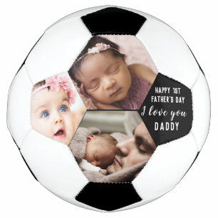 First Father's Day Daddy Baby 3 Photo Collage   Football