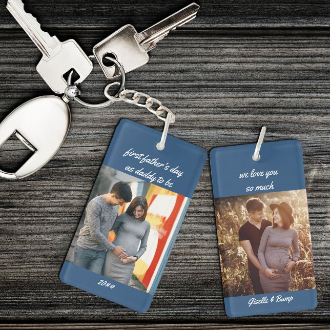 First Father's Day Daddy to Be 2 Photo Keychain (Creator Uploaded)