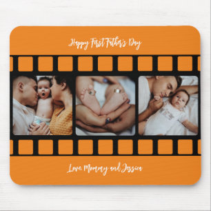 First Father's Day Film Strip Photo Grid New Dad Mouse Mat