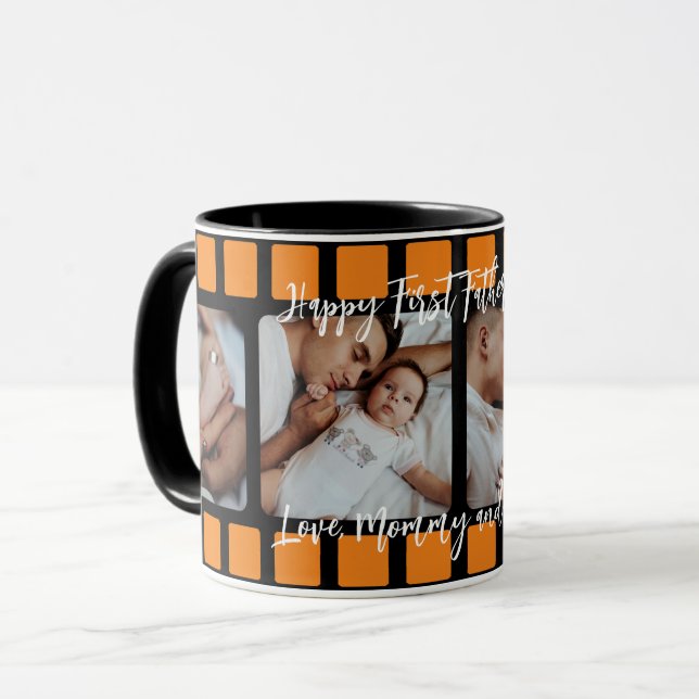 First Father's Day Film Strip Photo Grid New Dad Mug (Front Left)