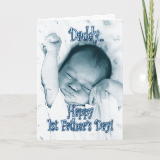 First Father's Day from Son - Stretching Baby Boy Card (Front)