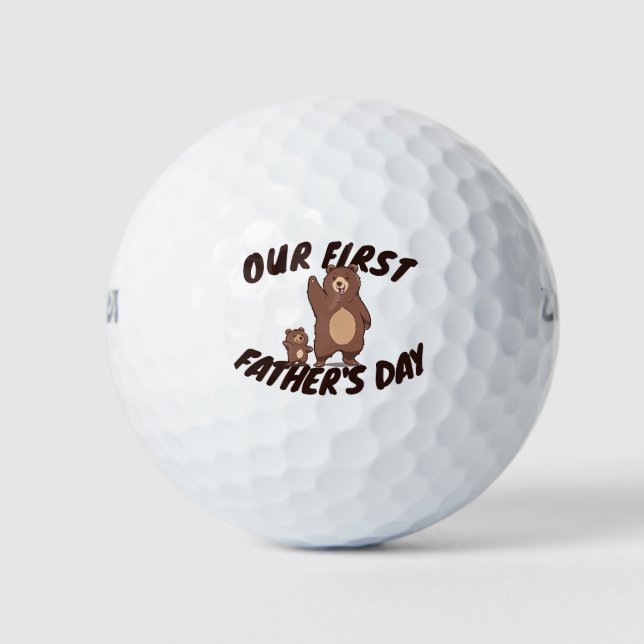 First Father's Day Golf Balls with Cute Bears (Front)