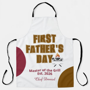 First Fathers Day Grill Master Est 2026 New Dad Apron