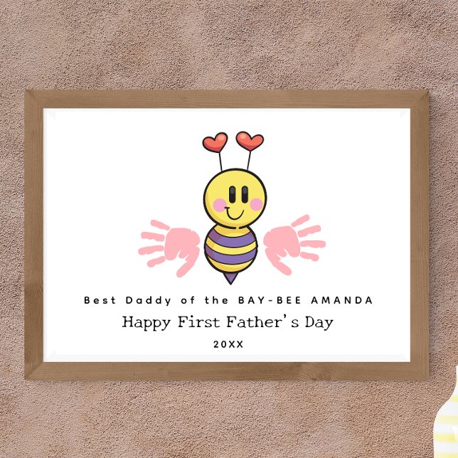 First Father's Day Handprint flower Art Poster (Creator Uploaded)