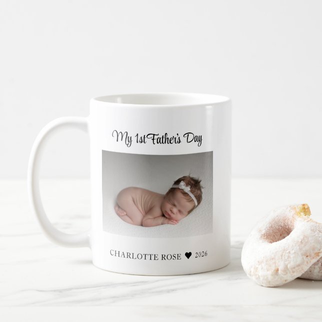 First Fathers Day New Baby Photo Coffee Mug (With Donut)