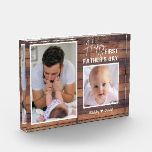 First Father's Day New Dad 2 Photo Pallet Wood   P Block