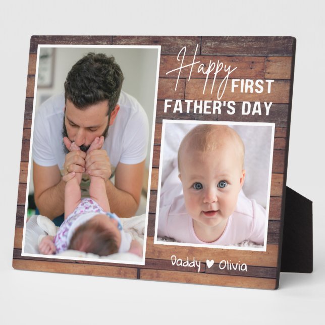 First Father's Day New Dad 2 Photo Pallet Wood   Plaque (Side)