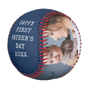First Father's Day New Dad Baby Photo Collage Blue Baseball