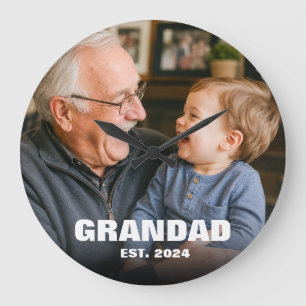 First Fathers Day New Grandfather Photo Large Clock