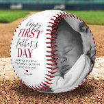 First Father's Day Photo Baseball<br><div class="desc">1st fathers day baseball gift featuring the message "happy first father's day", a modern saying that reads "some men are born father's, and that someone is you!", with a cute red heart, and your childs name. Plus 2 family photos for you to customize with your own to make this an...</div>