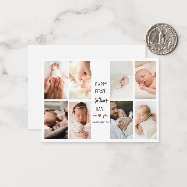 First Father's Day Photo Collage | Card for Dad (Front/Back In Situ)