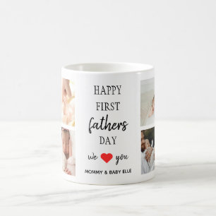 First Father's Day Photo Collage   Dad Coffee Mug