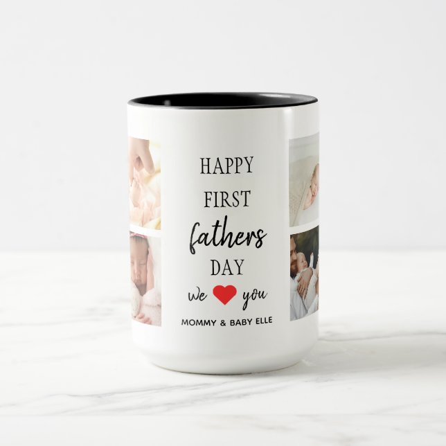 First Father's Day Photo Collage | Dad Coffee Mug (Center)