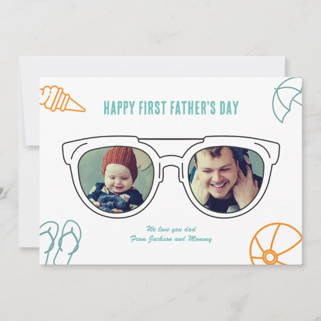 First Father's Day Photo Collage Dad Son Daughter Holiday Card (Front)