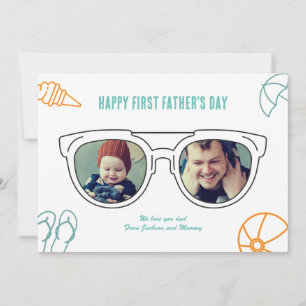 First Father's Day Photo Collage Dad Son Daughter Holiday Card