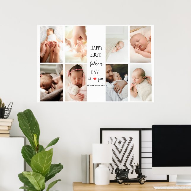 First Father's Day Photo Collage | Poster for Dad (Home Office)