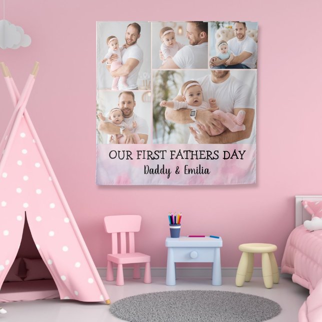 First Fathers day Photo Collage  Wall Tapestry (Creator Uploaded)