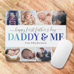 First Father's Day Photo Daddy & Me Mouse Mat<br><div class="desc">Elegant first father's day picture mouse pad featuring the cute saying "daddy & me" in a blue gradient font,  6 photos for you to replace with your own,  and the childs name.</div>
