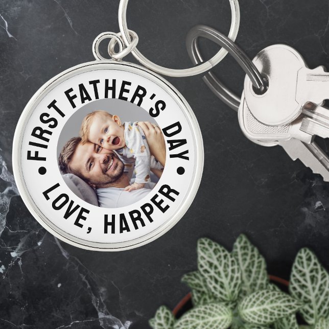 First Father's Day Photo Key Ring (First Father's Day Photo Keychain)