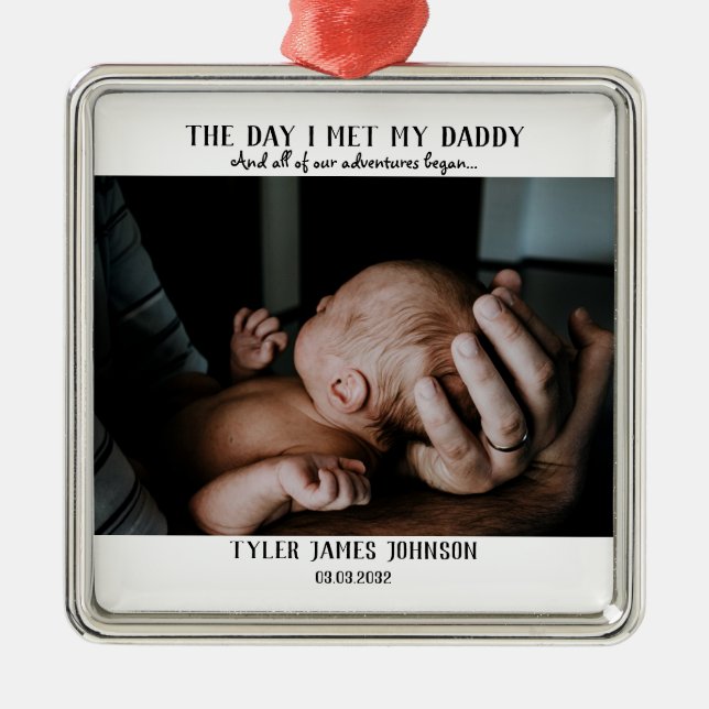 First Father's Day Photo Metal Tree Decoration (Front)