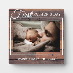 First Father's Day Photo Rustic Pallet Wood Plaque