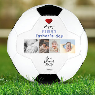 First Father's Day Red Heart 4 Photo Collage  Football