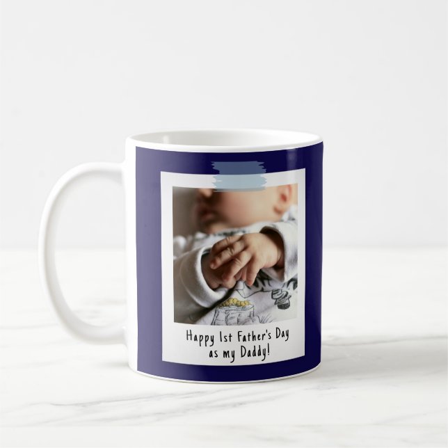 First Father's Day Snapshot Style Photo Keepsake Coffee Mug (Left)