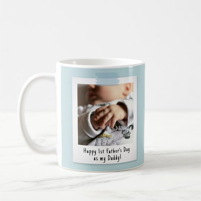 First Father's Day Snapshot Style Photo Keepsake Coffee Mug (Left)