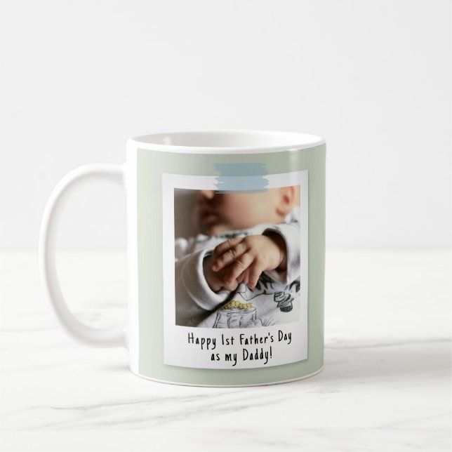 First Father's Day Snapshot Style Photo Keepsake Coffee Mug (Left)