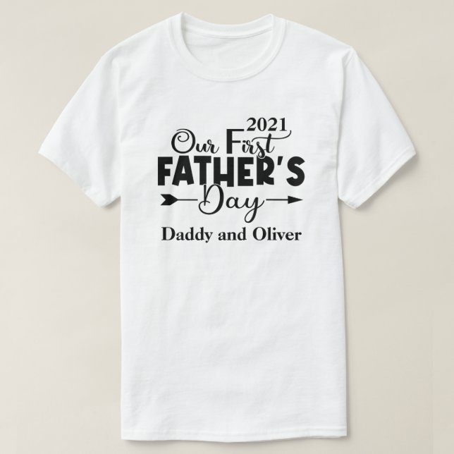 First Father's Day White Men T-Shirt (Design Front)