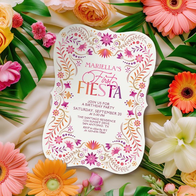 First Fiesta 1st Birthday Girls Invitation (Creator Uploaded)
