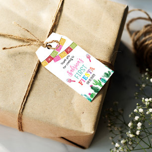 First Fiesta Birthday Party Favour Tag, Girl Gift Tags