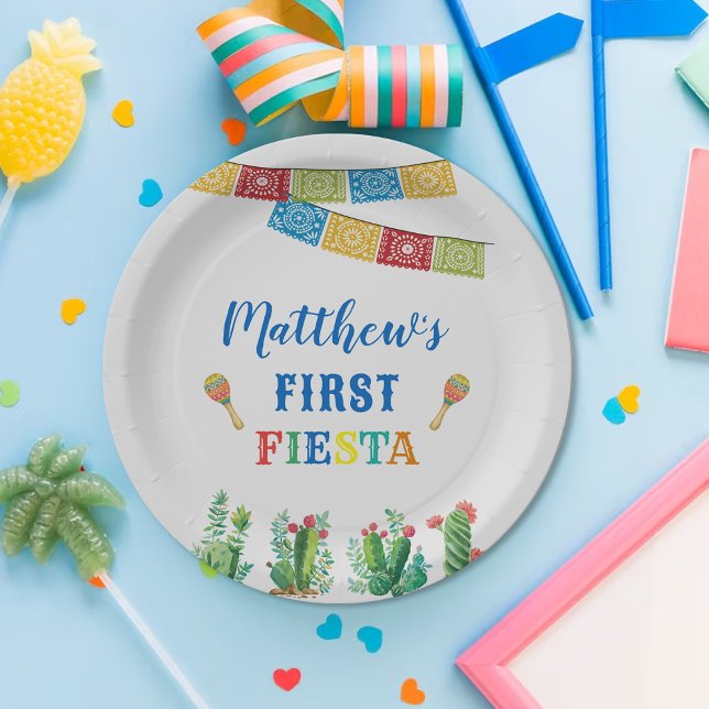 First Fiesta Birthday Party Plate, Boy, Mexican Paper Plate (Creator Uploaded)