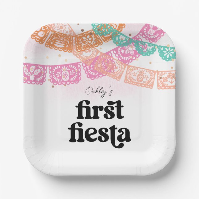 First Fiesta Birthday Party Plates (Front)