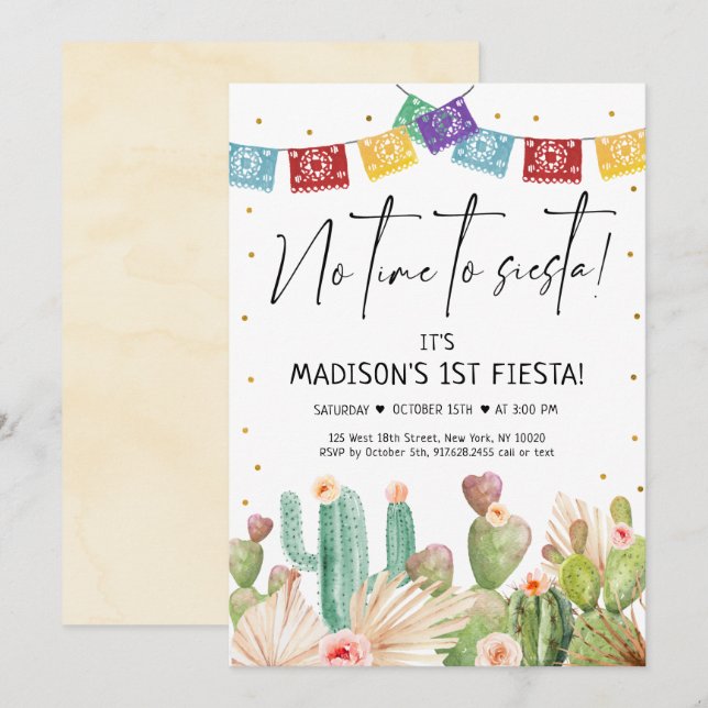 First Fiesta Cactus Boho Birthday Invitation (Front/Back)