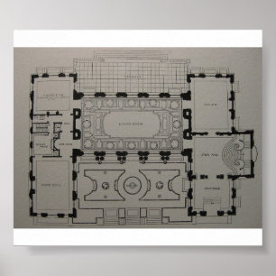 First Floor Mansion Floor Plan Poster