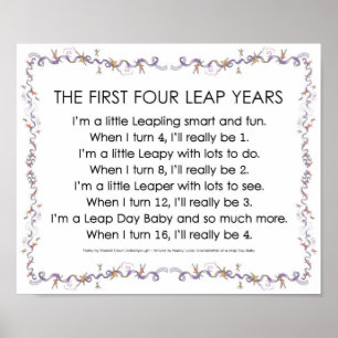 FIRST FOUR LEAP YEARS Poster 12.56" x 10.35"
