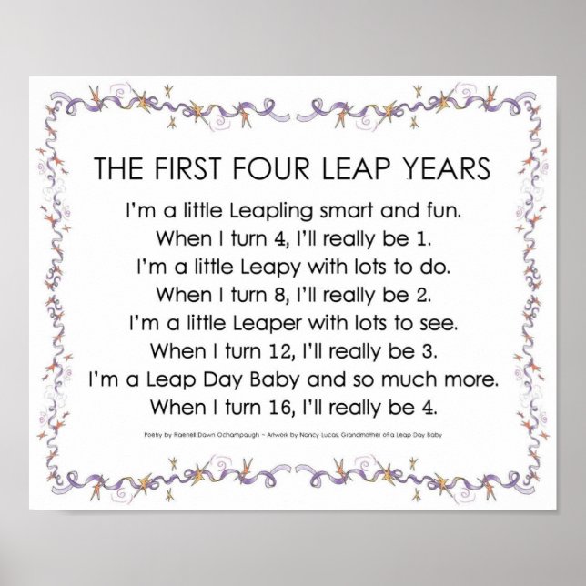 FIRST FOUR LEAP YEARS Poster 12.56" x 10.35" (Front)