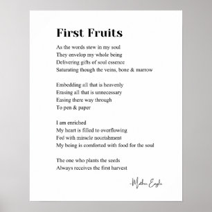 First Fruits Inspirational poetry wall art poster