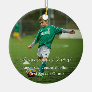 First Game Sport Christmas Family Photo  Ceramic Tree Decoration